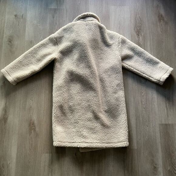 line and dot agnes cream oversized long teddy jacket trench coat Medium Large - Picture 4 of 15